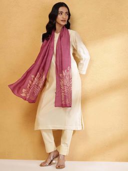 Fabindia - Pink Silk Printed Stole