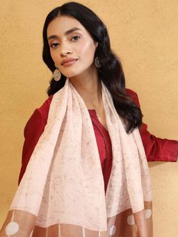 Fabindia - Beige Silk Printed Stole