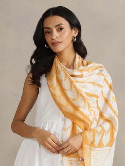 Fabindia - Yellow Viscose Printed Stole