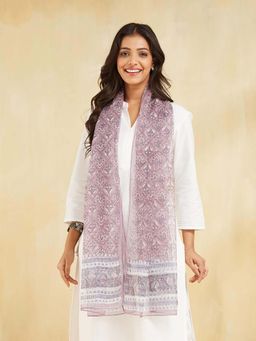 Fabindia - Lavender Cotton Silk Printed Stole