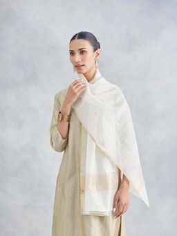 Fabindia - Off White Cotton Silk Woven Stole