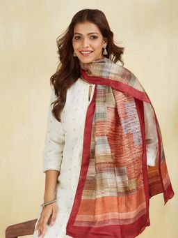 Fabindia - Maroon Silk Printed Stole