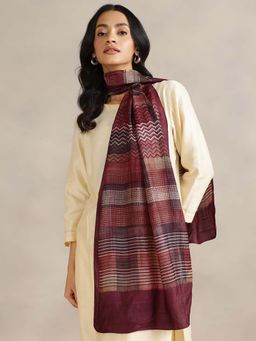 Fabindia - Maroon Silk Printed Stole