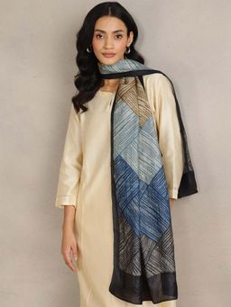 Fabindia - Blue Silk Printed Stole