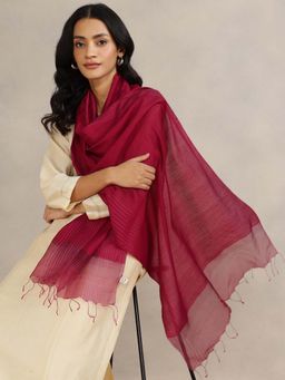 Fabindia - Maroon Viscose Woven Stole