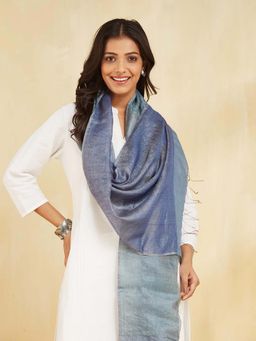 Fabindia - Blue Silk Woven Stole