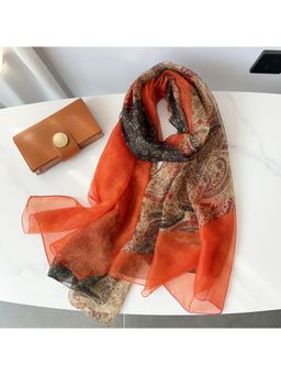 CrossKulture - Orange Chiffon Printed Scarf