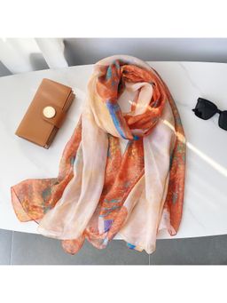 CrossKulture - Peach Chiffon Printed Scarf