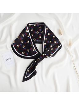 CrossKulture - Black Satin Printed Scarf