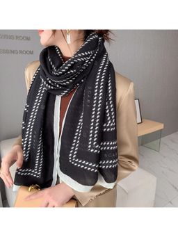 CrossKulture - Black Viscose Printed Scarf