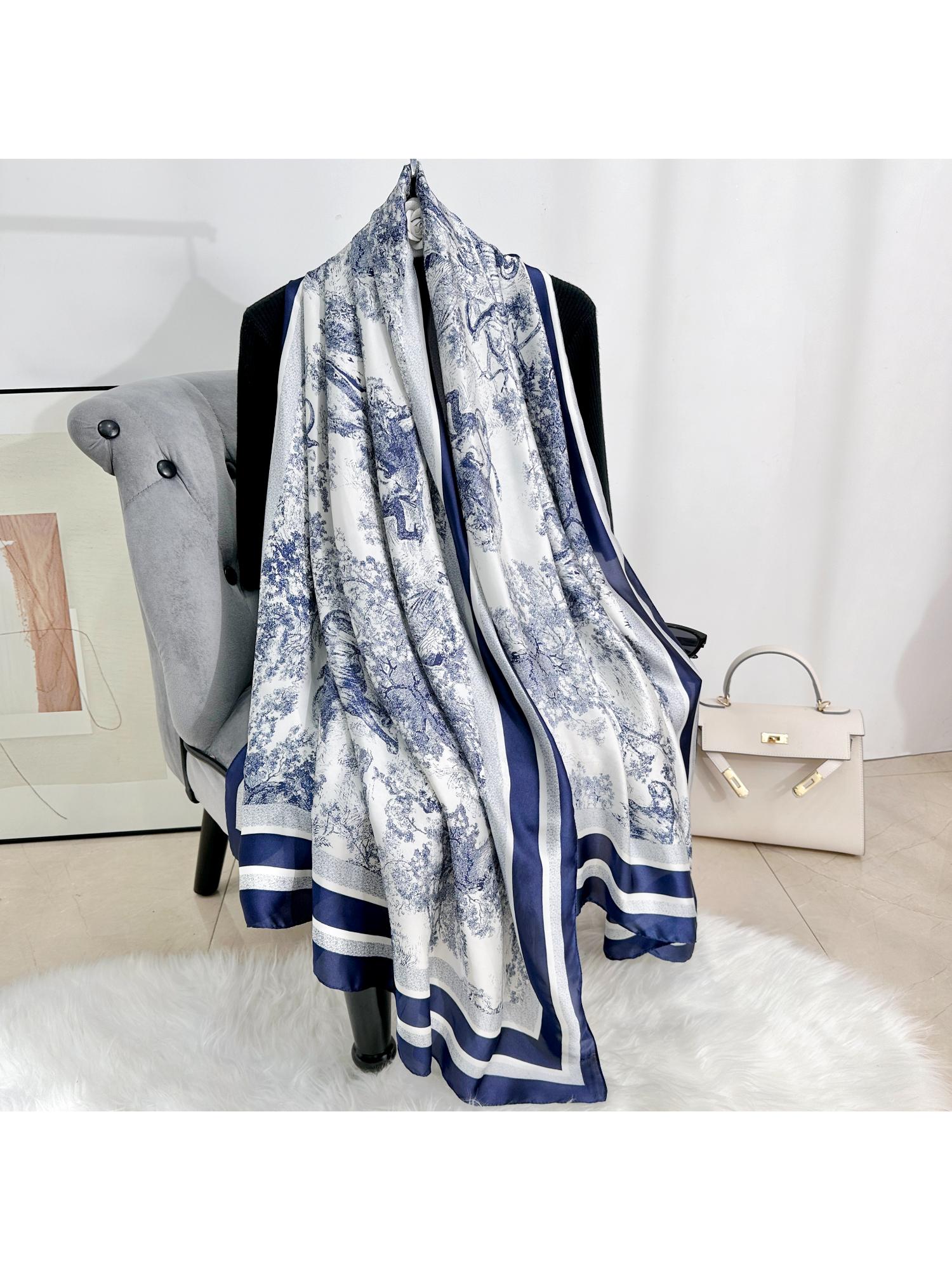 crosskulture Blue Satin Printed Scarf-picture-27