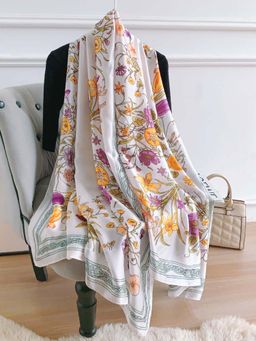 CrossKulture - White Satin Printed Scarf