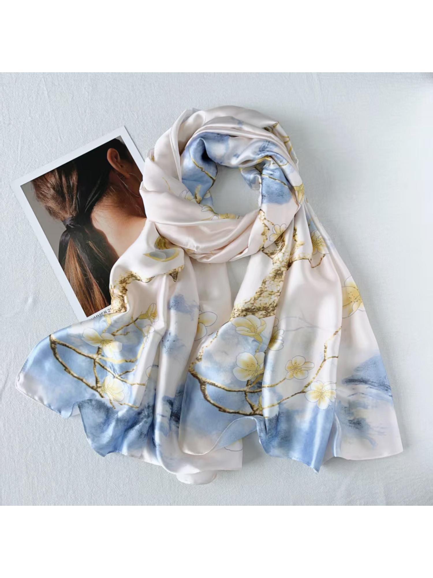 crosskulture White Satin Printed Scarf-picture-17