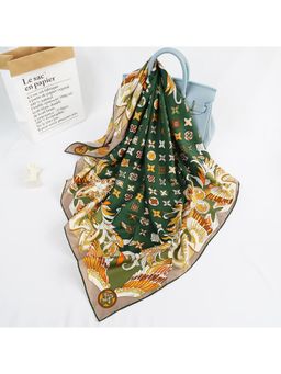 CrossKulture - Green Satin Printed Scarf