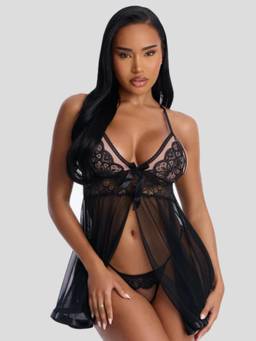 Herryqeal - Women's Net Baby Dolls Lingerie With G-String Panty