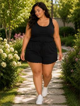 Herryqeal - Women's Night Top and Shorts-Black