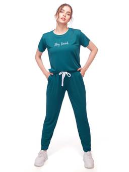 LOTIK - Women's Nightsuit T-shirt and Joggers-Teal
