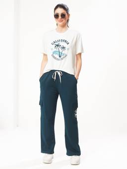 LOTIK - Women's Cotton Cargo Track pant and T-Shirt