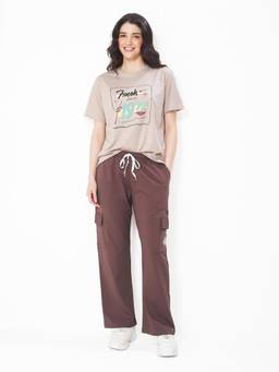 LOTIK - Women's Cotton Cargo Track pant and T-Shirt