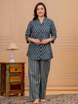ARAMYA - Soft Cotton Butti Print Tunic and Pant
