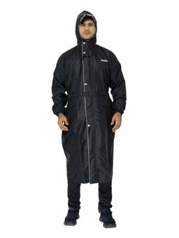 The Clownfish - Men's Plain Raincoat with Storage Bag Black
