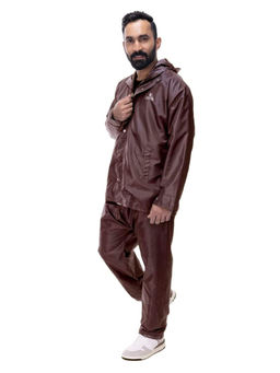 The Clownfish - Reversible Bike Raincoat with Pant for Men-Brown (Set of 2)