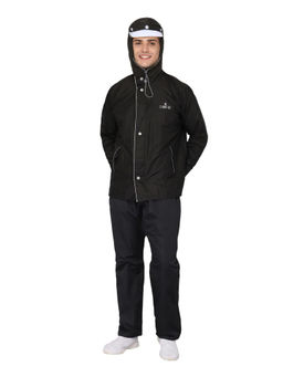The Clownfish - Reversible Bike Raincoat with Pant for Men Black (Set of 2)