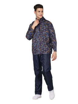 The Clownfish - Men's Reversible Polyester Raincoat with Pant Blue (Set of 2)