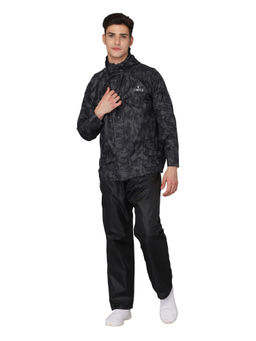The Clownfish - Men's Reversible Polyester Raincoat with Pant Black (Set of 2)
