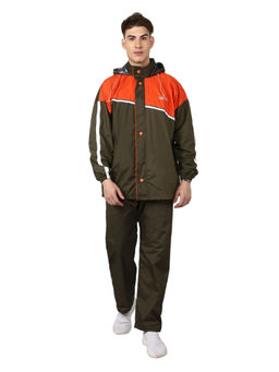 The Clownfish - Men's Reversible Polyester Raincoat with Pant Green (Set of 2)