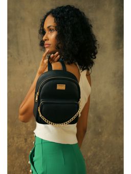 RASHKI - Womens Halo Black Backpacks and Detachable Belt (Set of 2)