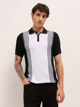 The Bear House - Men'S Black Men’S Cotton Textured Regular Fit Polo T-Shirt