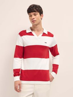 The Bear House - Men'S Multi-Color Cotton Striped Regular Fit Polo T-Shirt