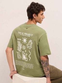 The Bear House - Men'S Olive Pure Cotton Oversize Fit T-Shirt