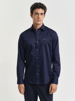GANT - Men Navy Blue Spread Collar Full Sleeves Shirt