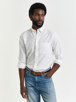 GANT - Men White Button-Down Collar Full Sleeves Oxford Shirt