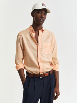 GANT - Men Orange Button-Down Collar Full Sleeves Sun Faded Voile Shirt