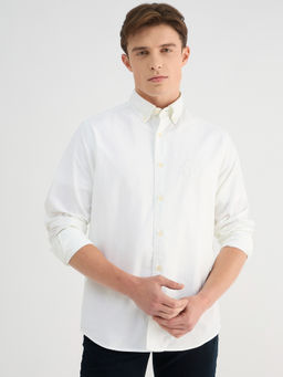 GANT - Men White Button Down Collar Full Sleeve Oxford Shirt