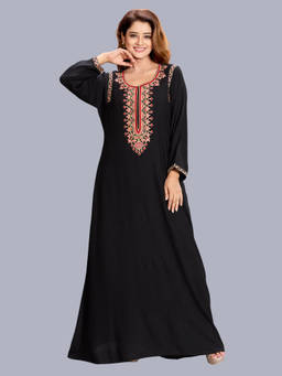 SANAA - Black Viscose Full Sleeves Solid/Plain Nighty