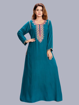 SANAA - Green Viscose Full Sleeves Solid/Plain Nighty