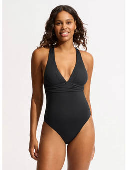 BOLD CURVE - Women Plunge Neckline One Piece Tummy Control Swimsuit