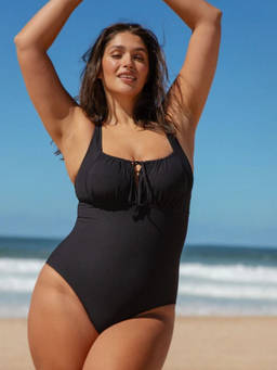 BOLD CURVE - Halter Front Cut Out One Piece Swimsuits Tummy Control High Waisted Swimwear