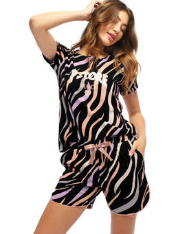 LOTIK - Women Cotton Multi Colour Leriya Printed T-Shirt and Shorts