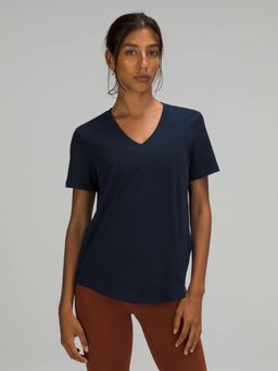 ap'pulse - Women's V-Neck Short Sleeve T-shirt - Navy Blue