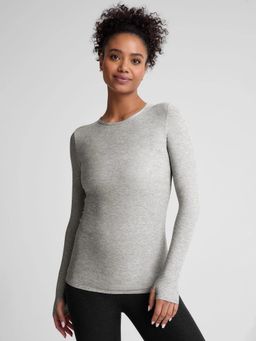ap'pulse - Women's Grey Round Neck Long Sleeve Thumb open T-shirt
