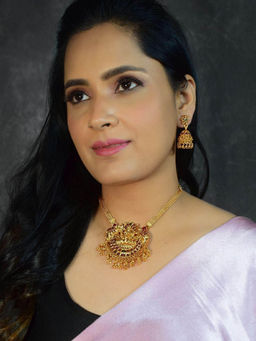 GRIIHAM - Premium Gold Plated Classic Siddha Laxmi Necklace Set