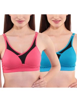 Floret - Pack of 2 Full-Coverage Sports Bras T 3001 - Multi-Color