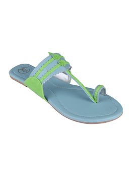 PREET KAUR - Green & Blue Two Tone Kolhapuri