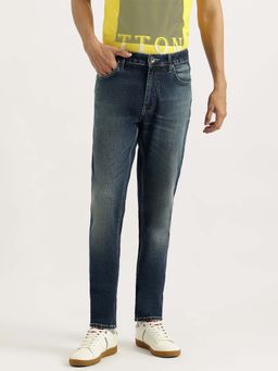 United Colors of Benetton - Men Solid Tinted Dark Blue Jeans