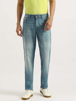United Colors of Benetton - Men Tinted Light Blue Solid Straight Fit Jeans